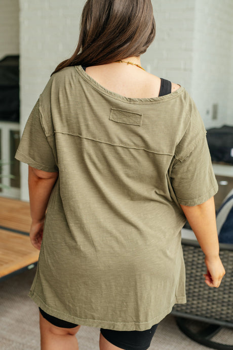 Let Me Live Relaxed Tee in Army - Liarian Unlimited Boutique