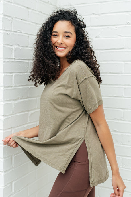 Let Me Live Relaxed Tee in Army - Liarian Unlimited Boutique