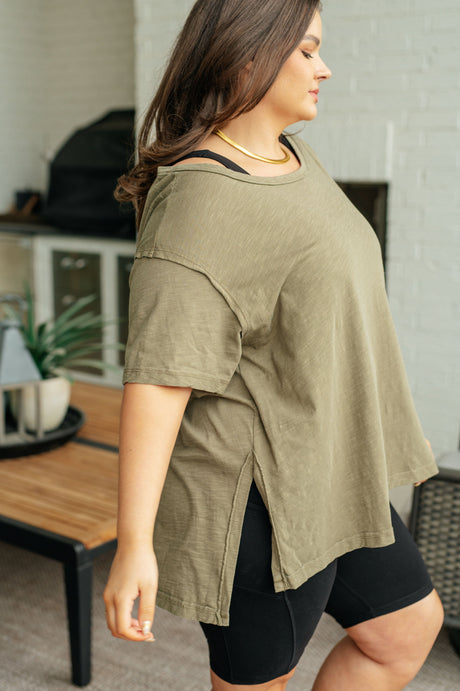 Let Me Live Relaxed Tee in Army - Liarian Unlimited Boutique