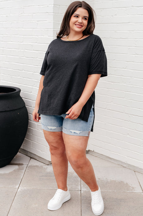 Camiseta relajada Let Me Live en negro
