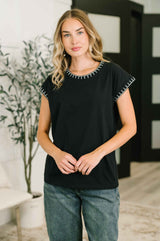 Little Details Trim Detail Top in Black