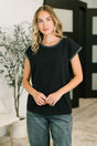 Little Details Trim Detail Top in Black