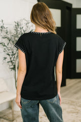 Little Details Trim Detail Top in Black