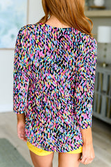 Top Babydoll Lizzy en negro con múltiples detalles pintados