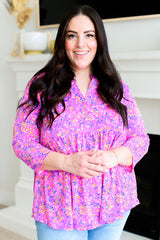 Top Babydoll Lizzy en Pinceladas Magenta