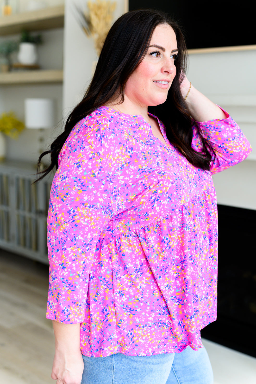 Top Babydoll Lizzy en Pinceladas Magenta