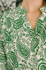 Lizzy Breeze Top in Green Paisley