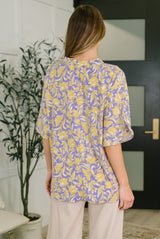 Lizzy Breeze Top in Purple and Yellow Floral