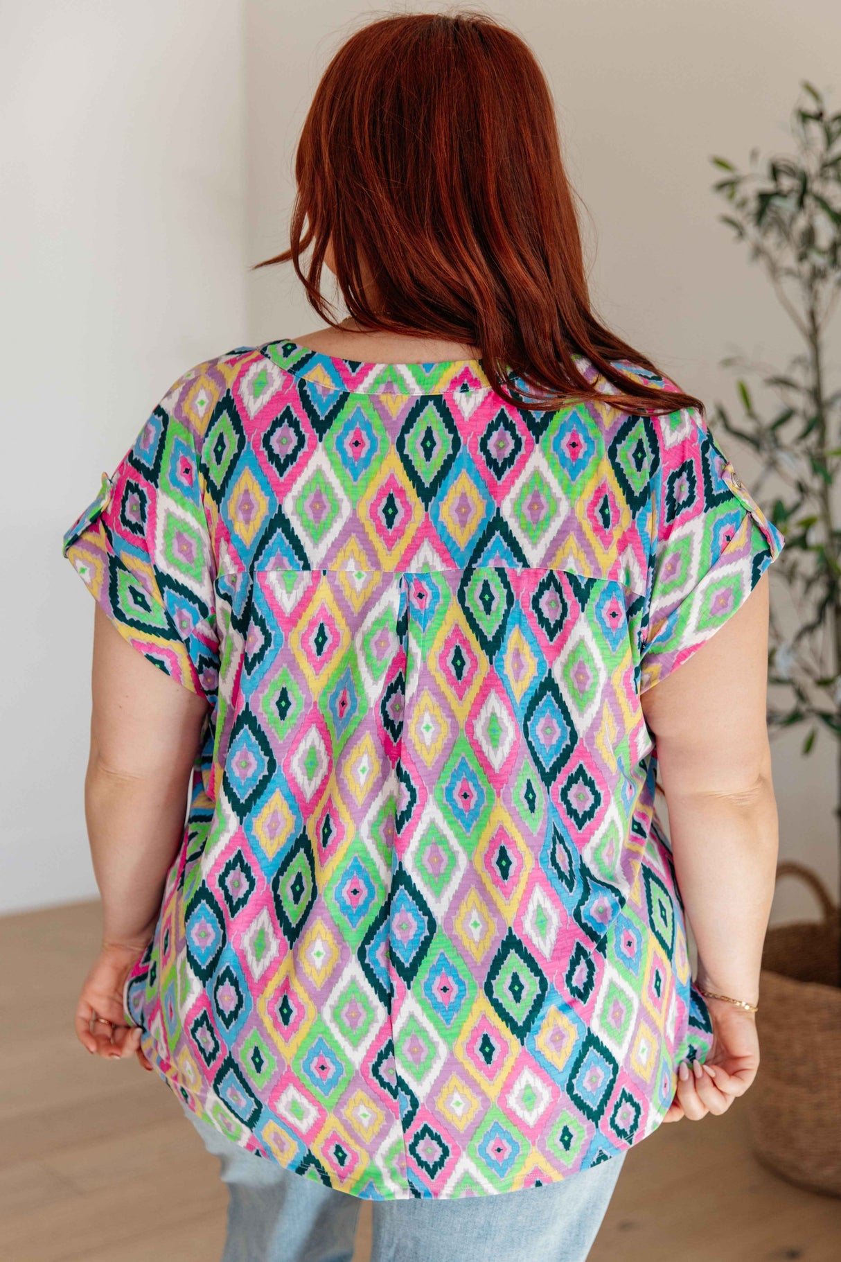 Lizzy Cap Sleeve Top in Lavender Ikat - Liarian Unlimited Boutique