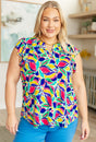 Lizzy Flutter Sleeve Top in Royal and Magenta Mod Floral - Liarian Unlimited Boutique