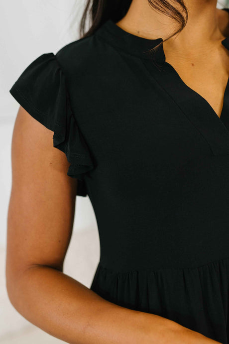 Lizzy Forever Flutter Sleeve Dress in Black