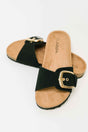 Lizzy Slip On Buckle Strap Sandal in Black