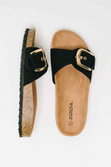 Lizzy Slip On Buckle Strap Sandal in Black