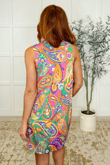 Vestido de tirantes Lizzy con estampado paisley multicolor