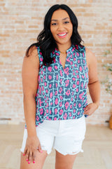 Lizzy Tank Top in Mint and Pink Leopard - Liarian Unlimited Boutique