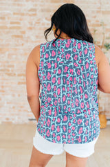 Lizzy Tank Top in Mint and Pink Leopard - Liarian Unlimited Boutique