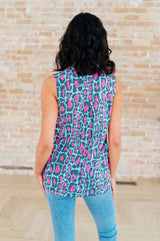 Lizzy Tank Top in Mint and Pink Leopard - Liarian Unlimited Boutique