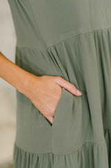 Lizzy Tiered Tank Dress in Pistachio