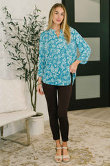Lizzy Top in Aqua Paisley