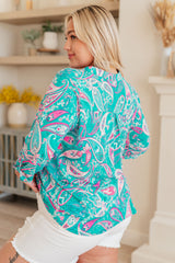 Lizzy Top en Aqua y Paisley Rosa