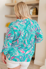 Lizzy Top en Aqua y Paisley Rosa