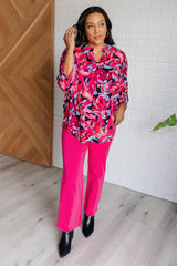 Top Lizzy con estampado floral negro y magenta