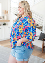 Lizzy Top in Blue and Pink Branches - Liarian Unlimited Boutique
