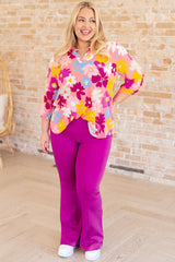 Lizzy Top con estampado floral en coral y magenta
