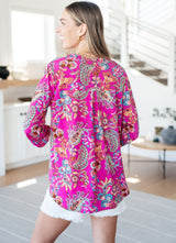 Lizzy Top in Magenta Floral Paisley - Liarian Unlimited Boutique