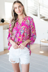 Lizzy Top in Magenta Floral Paisley - Liarian Unlimited Boutique