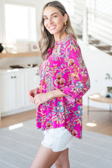 Lizzy Top in Magenta Floral Paisley - Liarian Unlimited Boutique