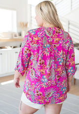 Lizzy Top in Magenta Floral Paisley - Liarian Unlimited Boutique