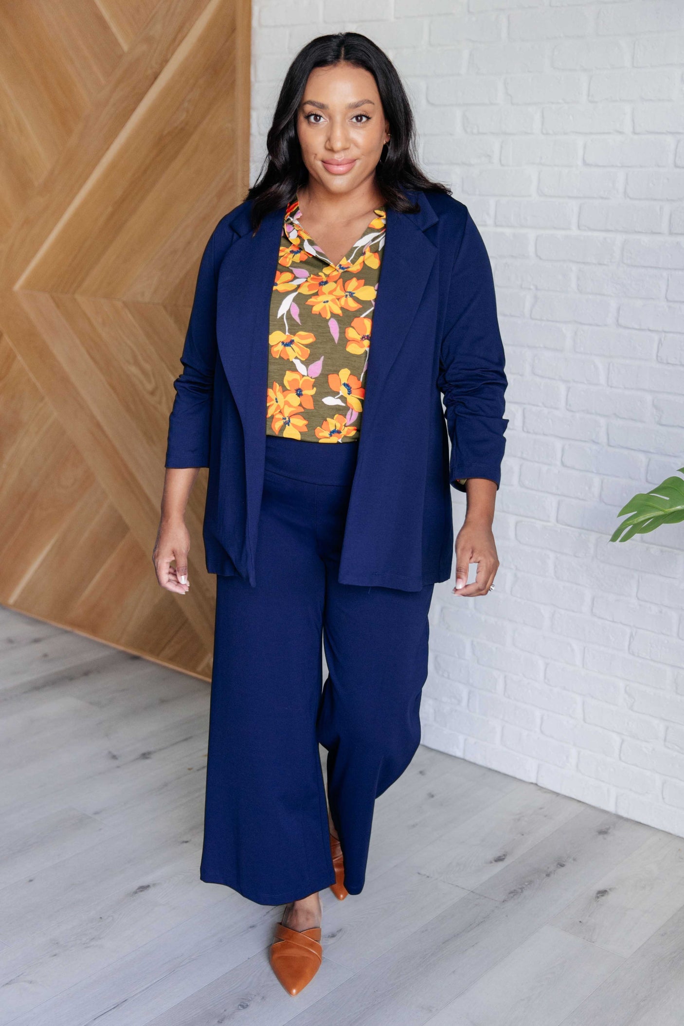 Lizzy Top en estampado floral oliva y mostaza