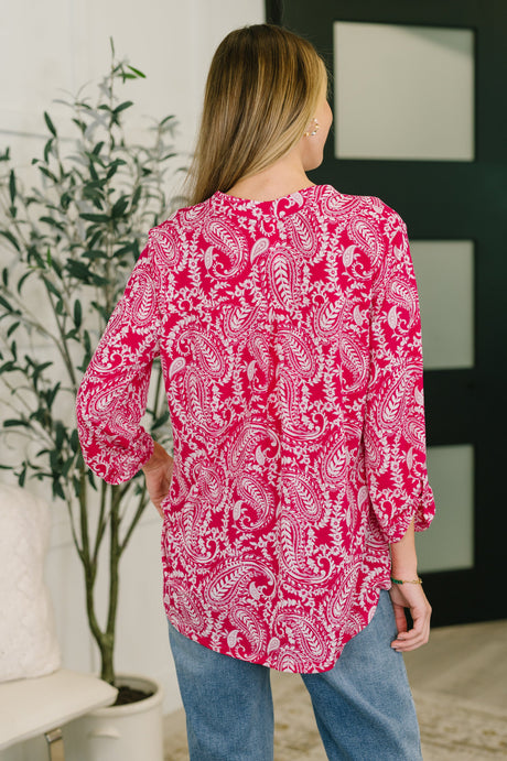 Top Lizzy en estampado paisley rosa