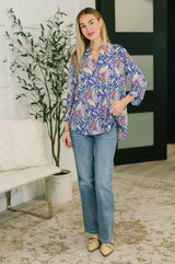 Lizzy Top in Royal Blue Paisley