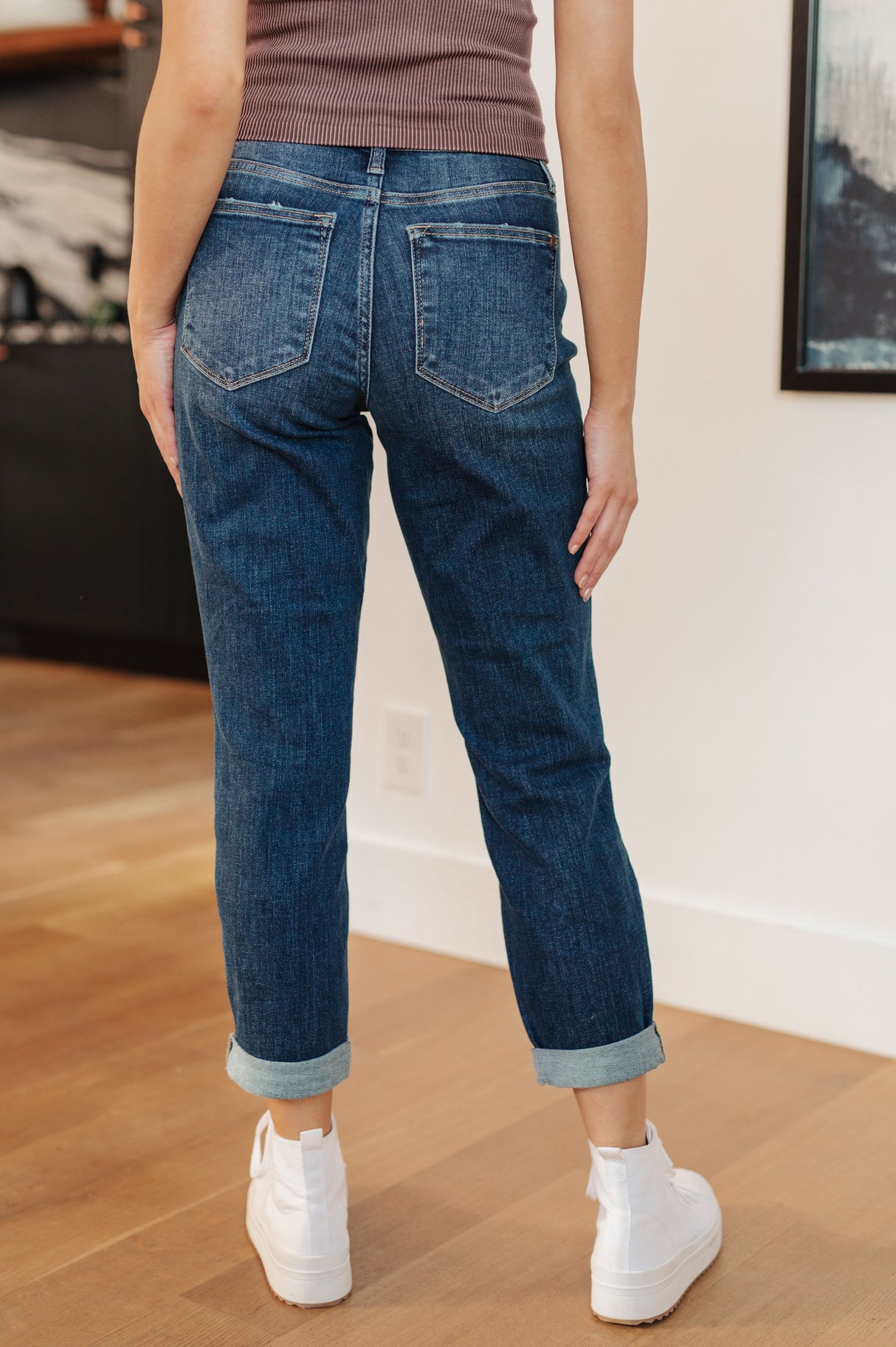 London Midrise Cuffed Boyfriend Jeans - Liarian Unlimited Boutique