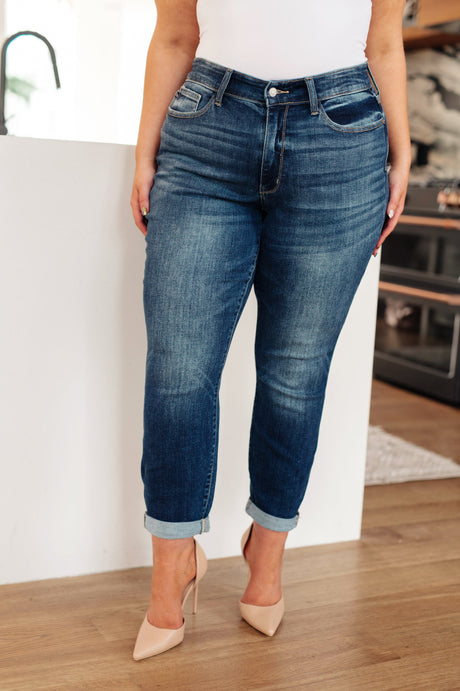 London Midrise Cuffed Boyfriend Jeans - Liarian Unlimited Boutique