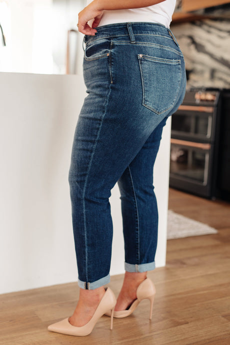 London Midrise Cuffed Boyfriend Jeans - Liarian Unlimited Boutique