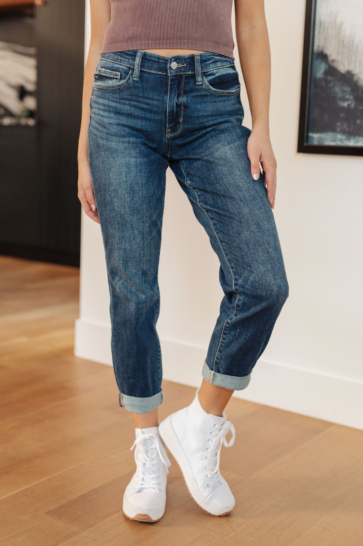 London Midrise Cuffed Boyfriend Jeans - Liarian Unlimited Boutique