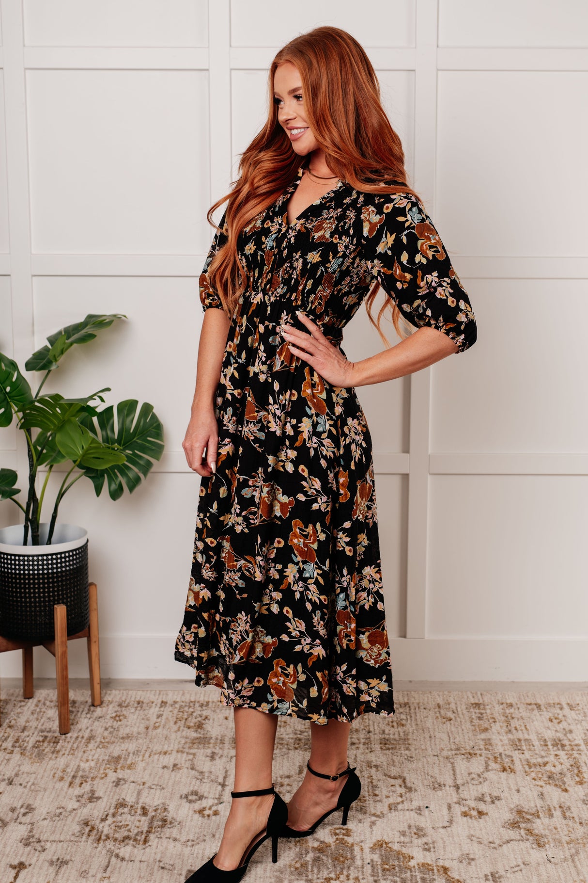 Vestido con botones y corpiño fruncido Look My Way