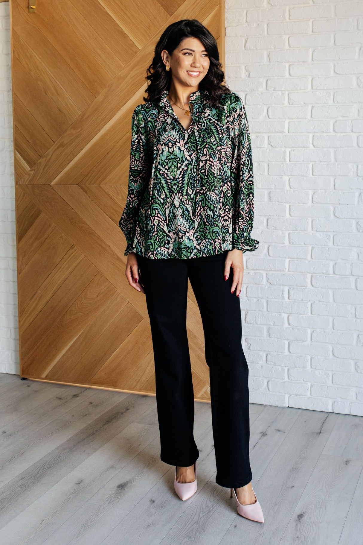 Blusa con estampado de damasco Looking Out