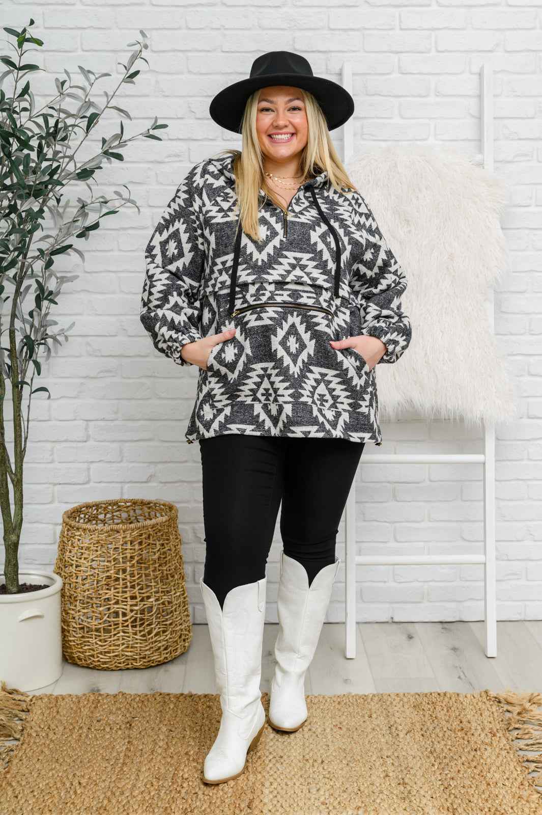 Lounge Day Hoodie in Black & White - Liarian Unlimited Boutique