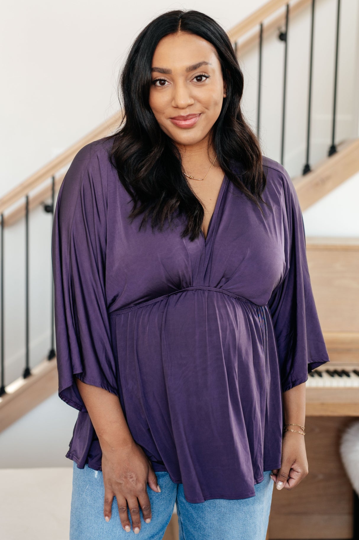 Love On The Line V-Neck Peplum Blouse - Liarian Unlimited Boutique