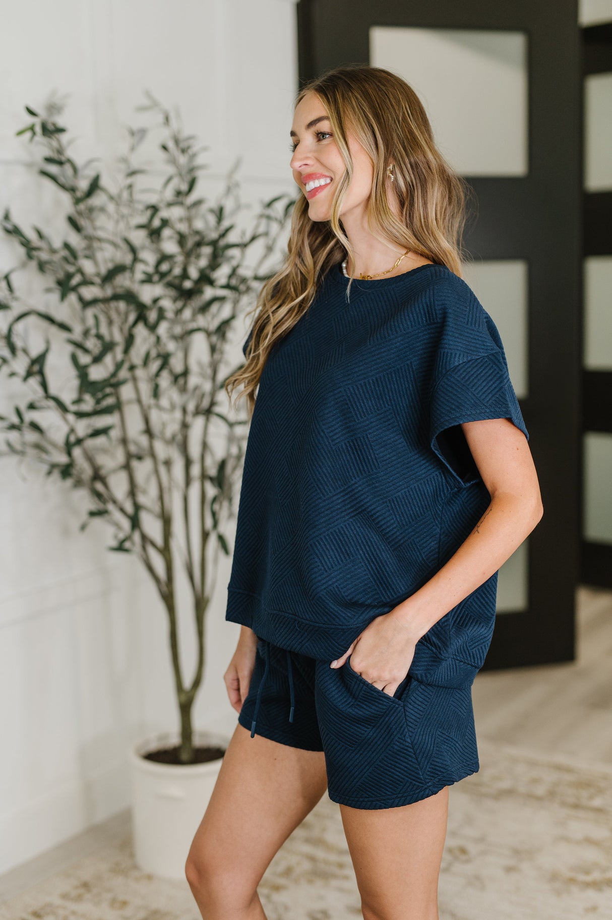 Love on the Loose Quilted Bottoms in Navy - Liarian Unlimited Boutique