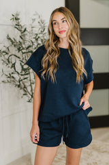 Top acolchado Love on the Loose en azul marino