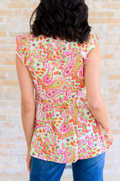 Top Lucy con ojales en marfil multi