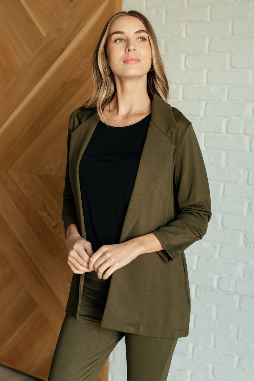 Magic 3/4 Blazer in Olive - Liarian Unlimited Boutique