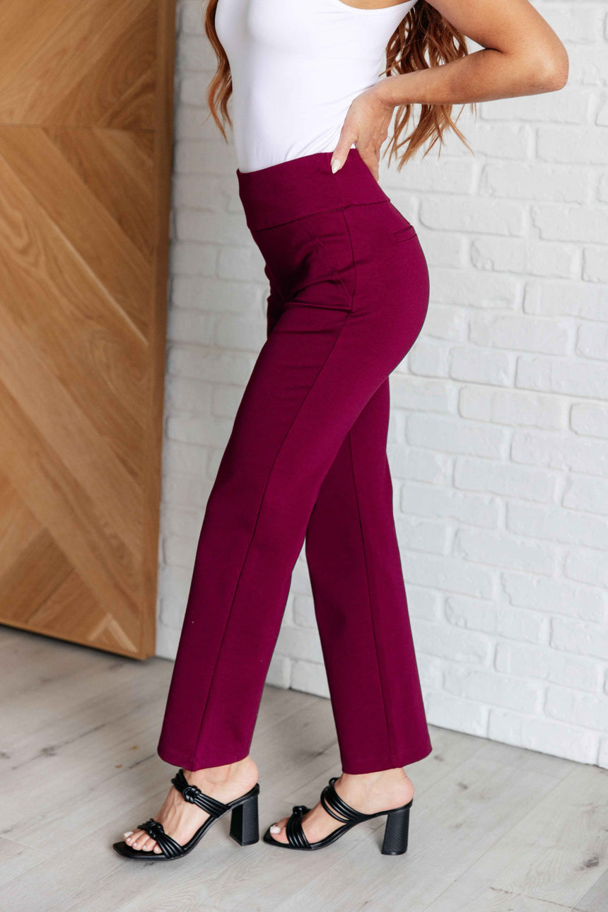 Magic Straight Pants in Wine - Liarian Unlimited Boutique