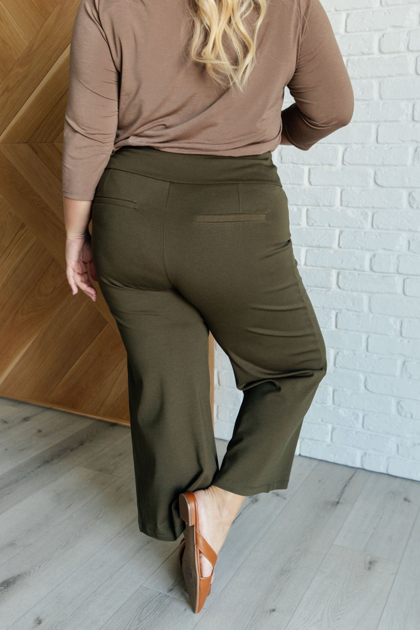 Magic Wide Leg Crop Pants in Olive - Liarian Unlimited Boutique