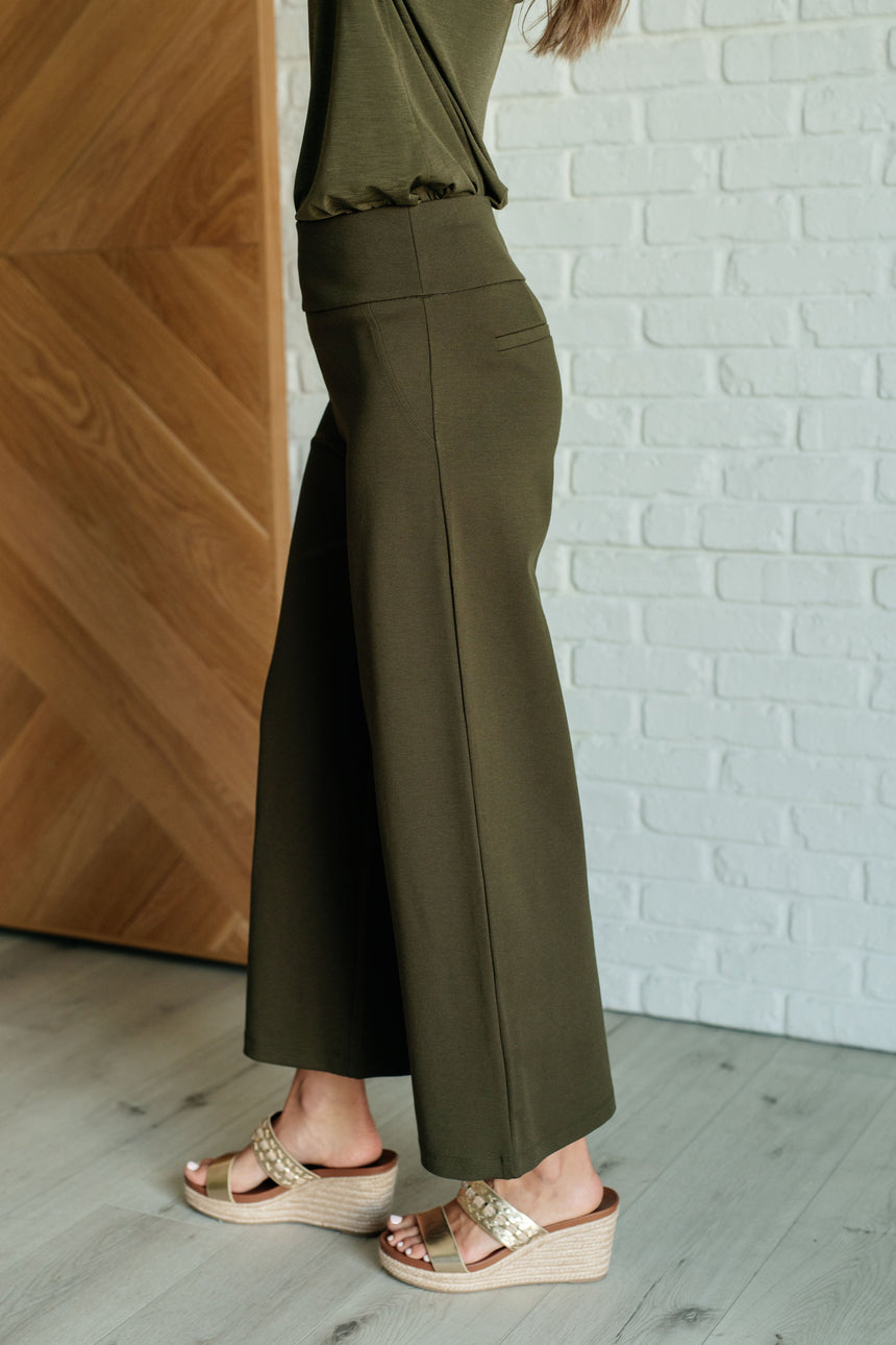 Magic Wide Leg Crop Pants in Olive - Liarian Unlimited Boutique